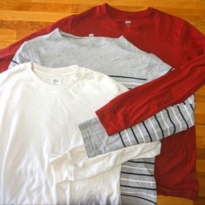 3 Uniqlo Unisex M Long Sleeve Tees